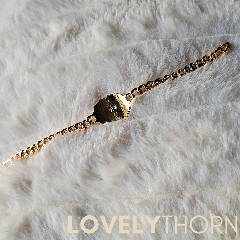 VANESSA MOONEY // ltd ed gold nugget chunky curb chain ID bracelet - Picture 6 of 15